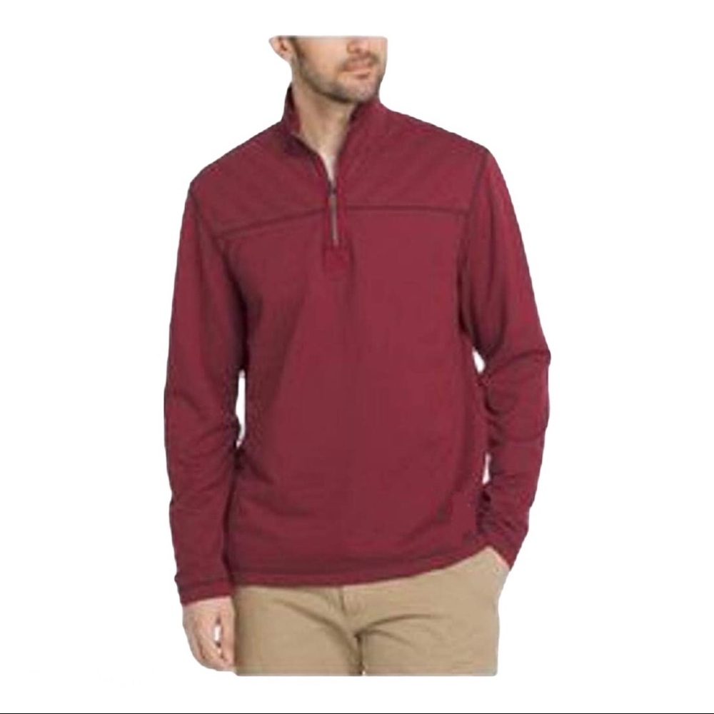 G.H. Bass & Co. Size Medium Red Quarter-Zipper Fleece-Suede Sweater